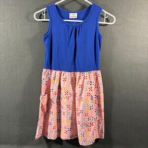 hanna andersson girls cotton tank dress 10 blue pink umbrella novelty pockets